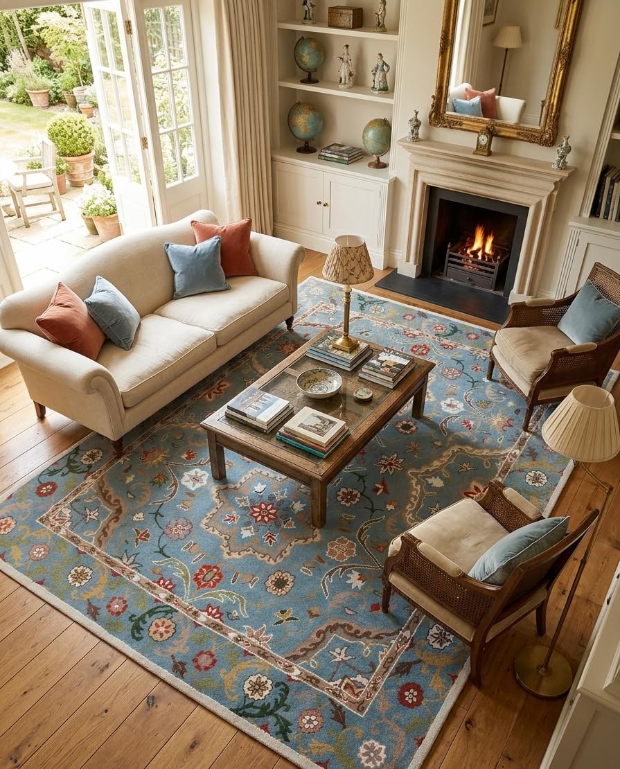 Tapis traditionnel en laine Weavers Leslie pour un salon chaleureux