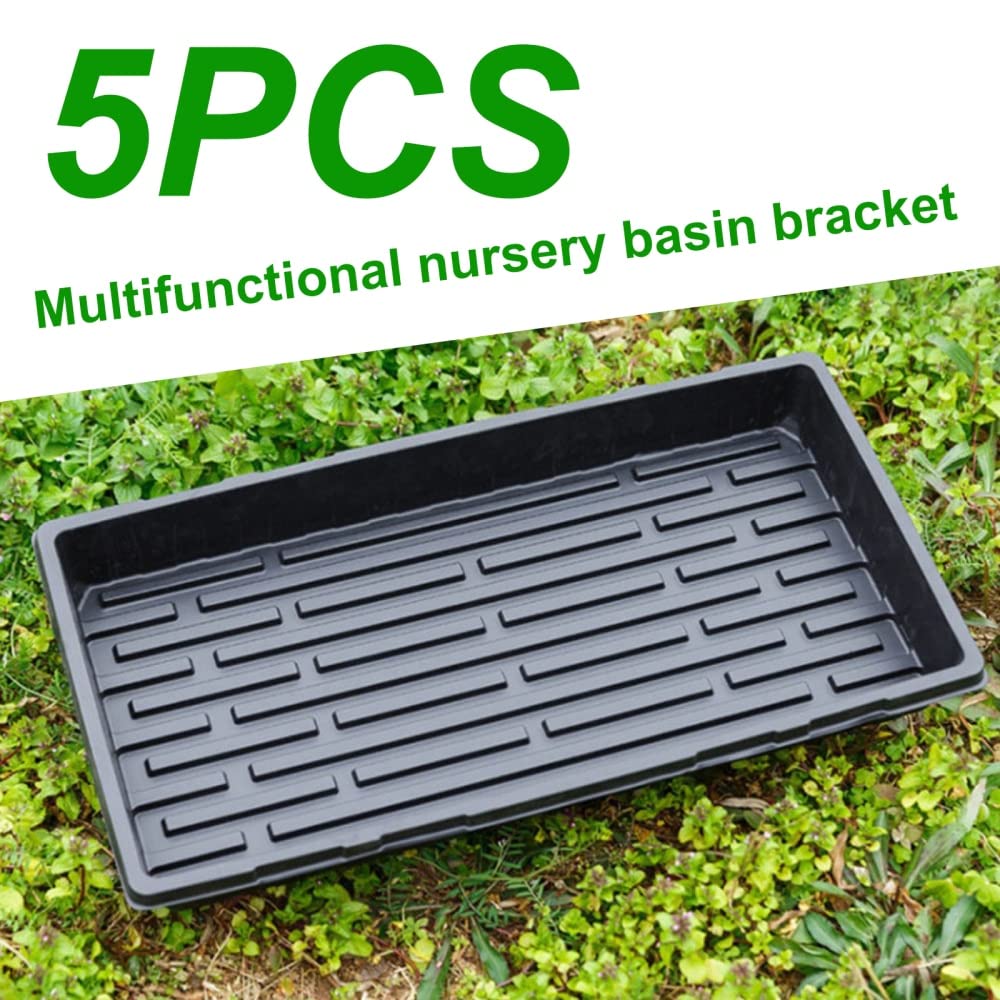 QTUN Lot 5 Plateaux Hydroponique Sans Trous – 42x19x5 Cm – Conteneurs Plastique Résistants Pour Semis, Microgreens, Propagation