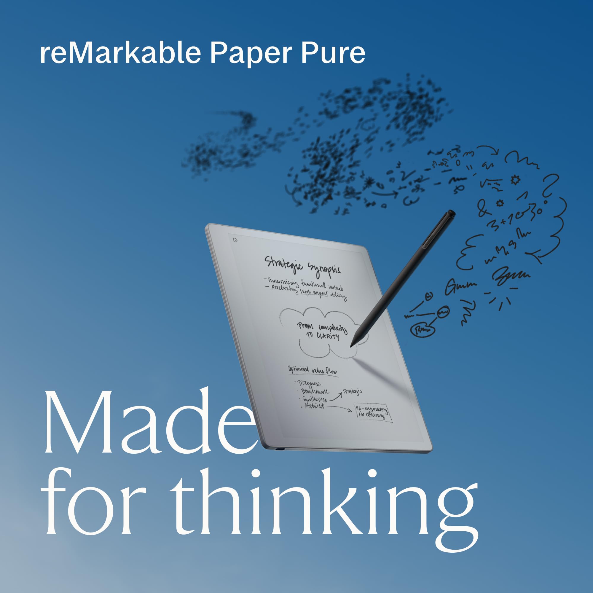 reMarkable Paper Pure – 10,3-calowy tablet papierowy z czarno-białym wyświetlaczem – Cyfrowy notatnik dla lepszego myślenia, pisania i czytania. Zawiera Marker