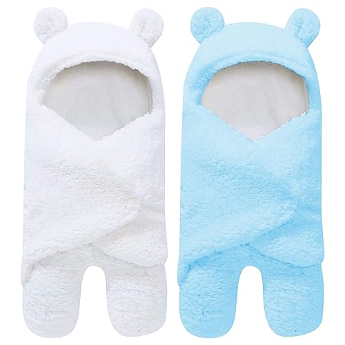 Spotted Play Paquete de 2 mantas Sherpa para envolver bebé felpa ultra suave para bebés de 0 a 6 meses envoltura de envoltura para envolver -