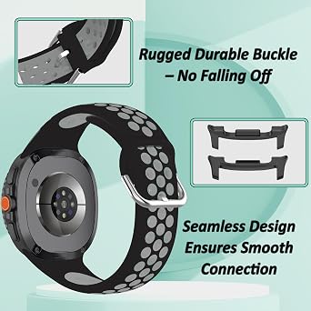 Sport Bands Compatible with Samsung Galaxy Watch 9 Bands, Soft Silicone Galaxy Watch Band for 9/8 40mm 44mm, 8 Classic 46mm with Air Holes, Breathable Waterproof Replacement Strap for Women Men