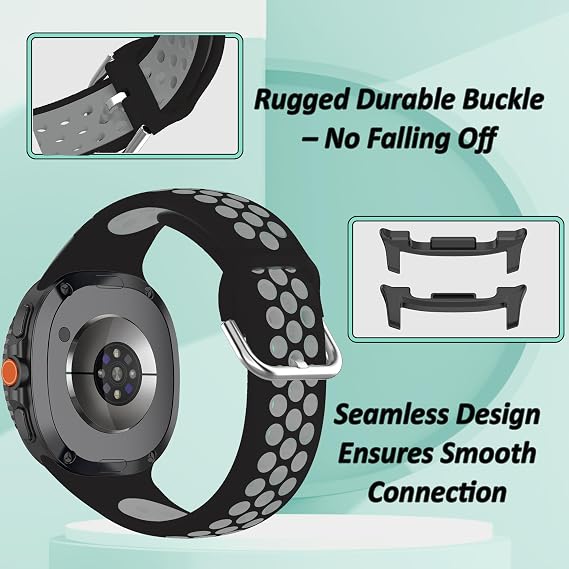 Sport Bands Compatible with Samsung Galaxy Watch 9 Bands, Soft Silicone Galaxy Watch Band for 9/8 40mm 44mm, 8 Classic 46mm with Air Holes, Breathable Waterproof Replacement Strap for Women Men