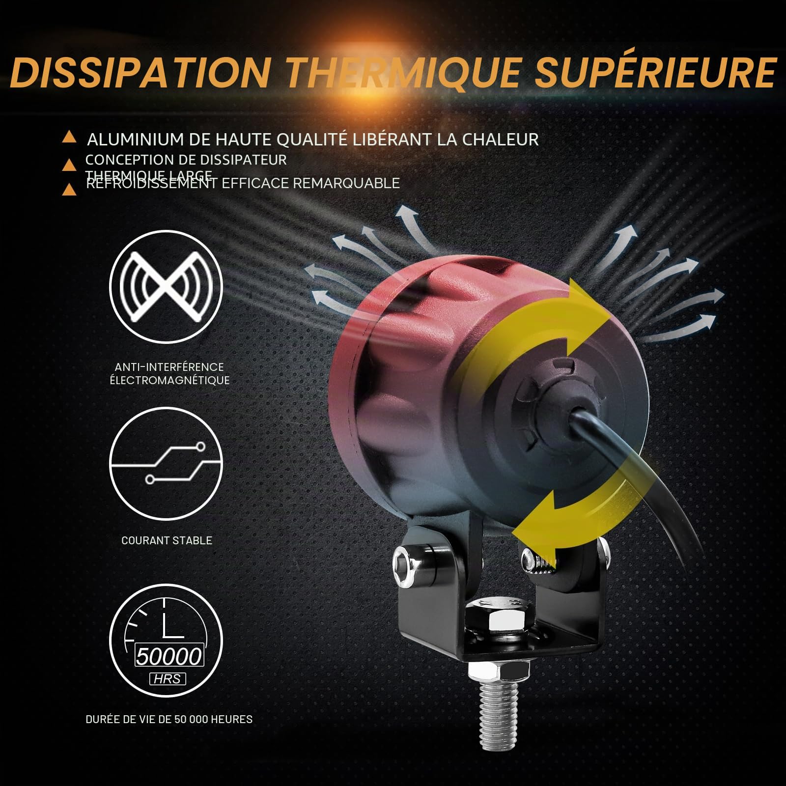 Projecteurs de Moto LED Antibrouillard Jaune Blanc Bicolore Phares Avant Supplémentaires Lampes de Conduite Universelles pour Moto ATV UTV Dirt Bike, 2PCS (interrupteur inclus)