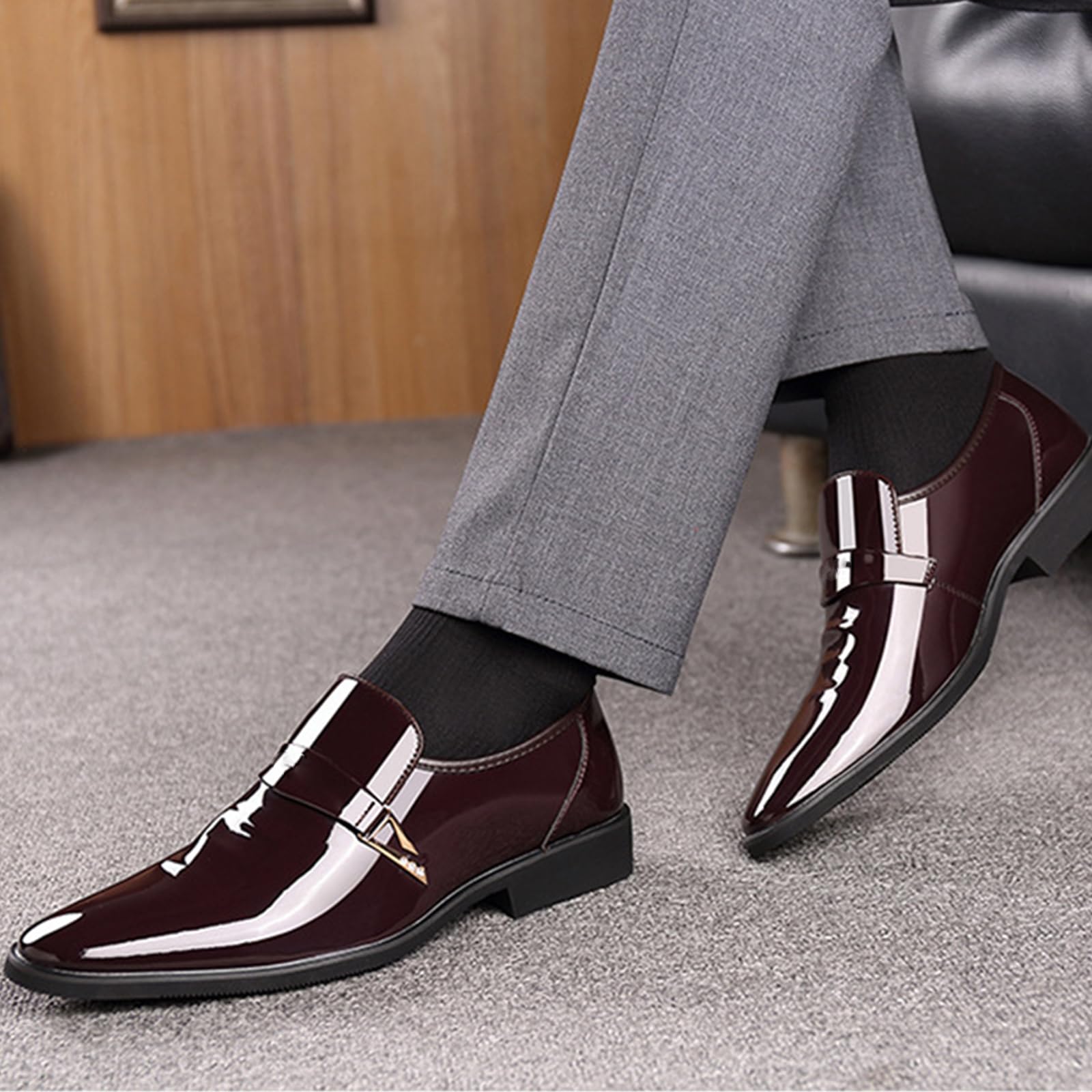 Scarpe da Mocassini da Uomo a Punta Senza Lacci | in pelle, eleganti, antiscivolo, feste, nozze, formali, ufficio, Oxford, feste, all'aperto