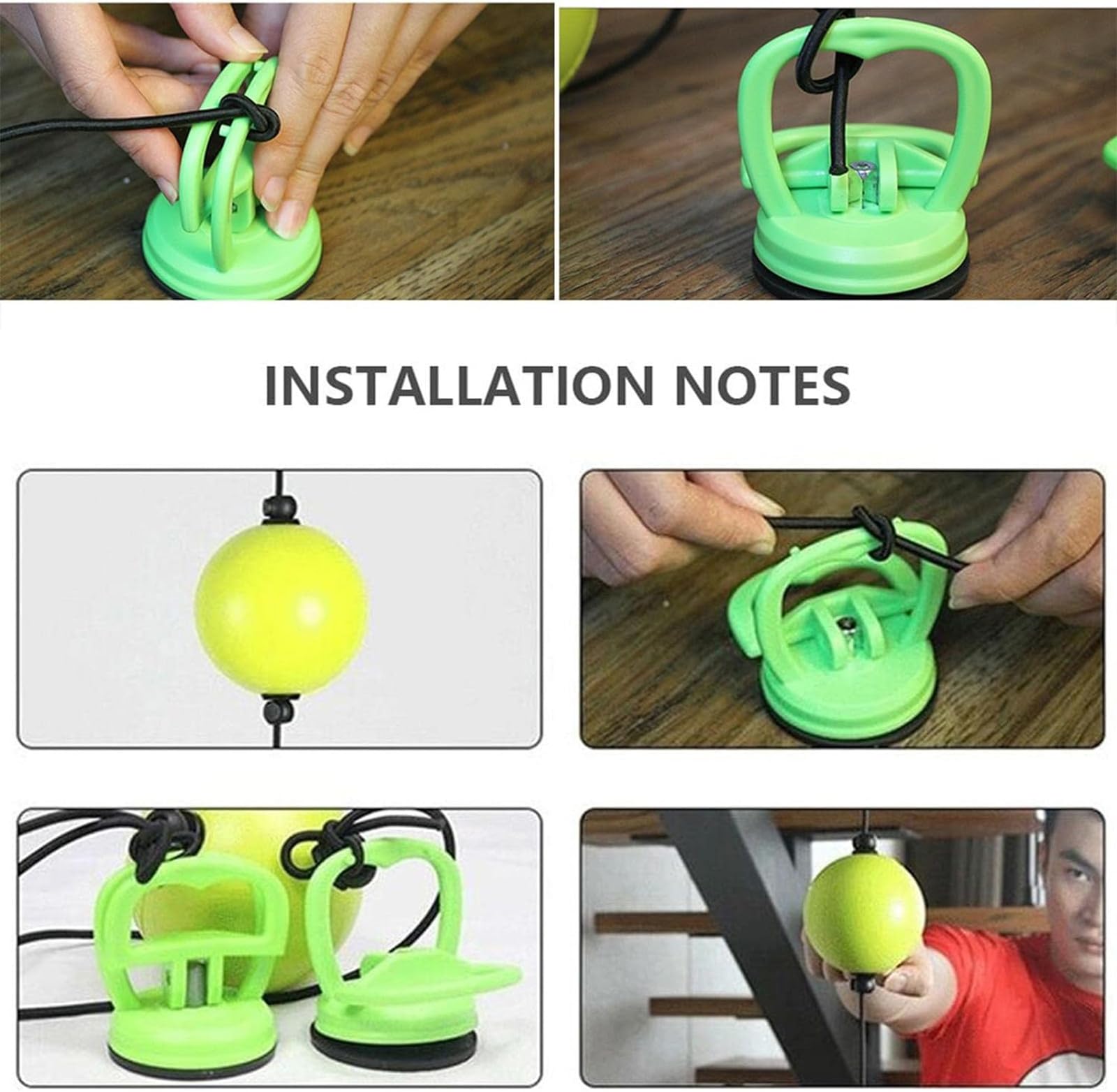 Pelota reflexball de entrenamiento de velocidad de reacción, elástica, con ventosas fuertes, bola de perforación de doble extremo para entrenamiento de velocidad