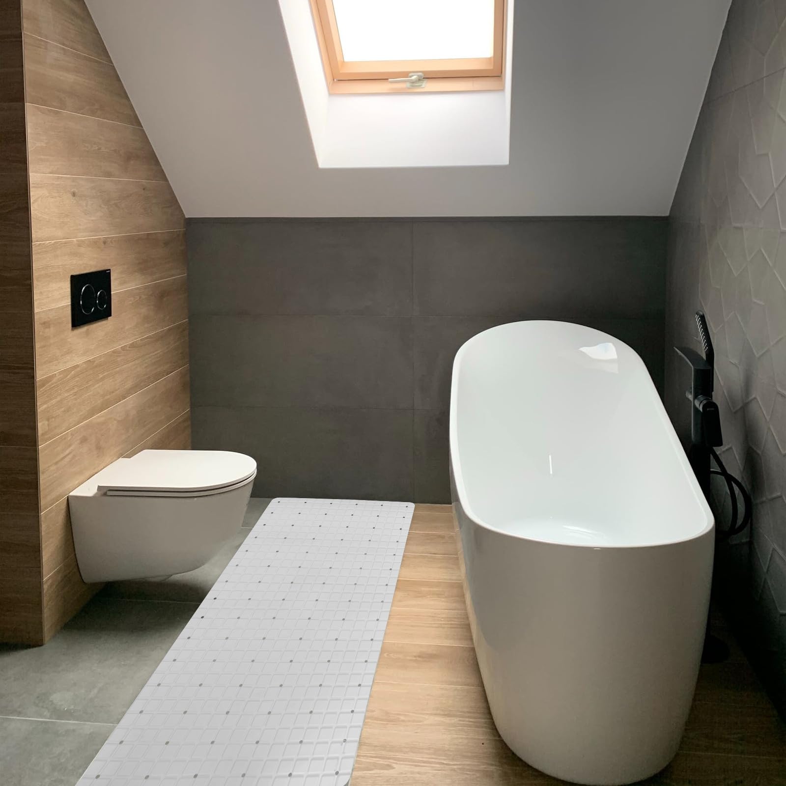 LIFKOME rutschfeste Badezimmermatte Weiß mit Saugnapf Badmatte 1 Stück 50X80cm für Bad Dusche und Senioren Geeignet