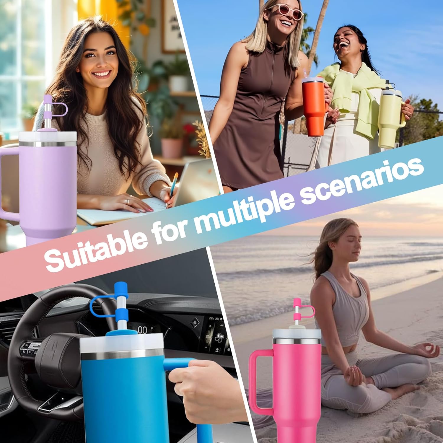 6 Pcs Silicone Straw Covers Cap Compatible with Stanley Cup 30/40 oz Tumbler，Dust-Proof Reusable Simple Straw Toppers 0.4in/10mm For Stanley Cup Accessories, Multicolor - Image 7