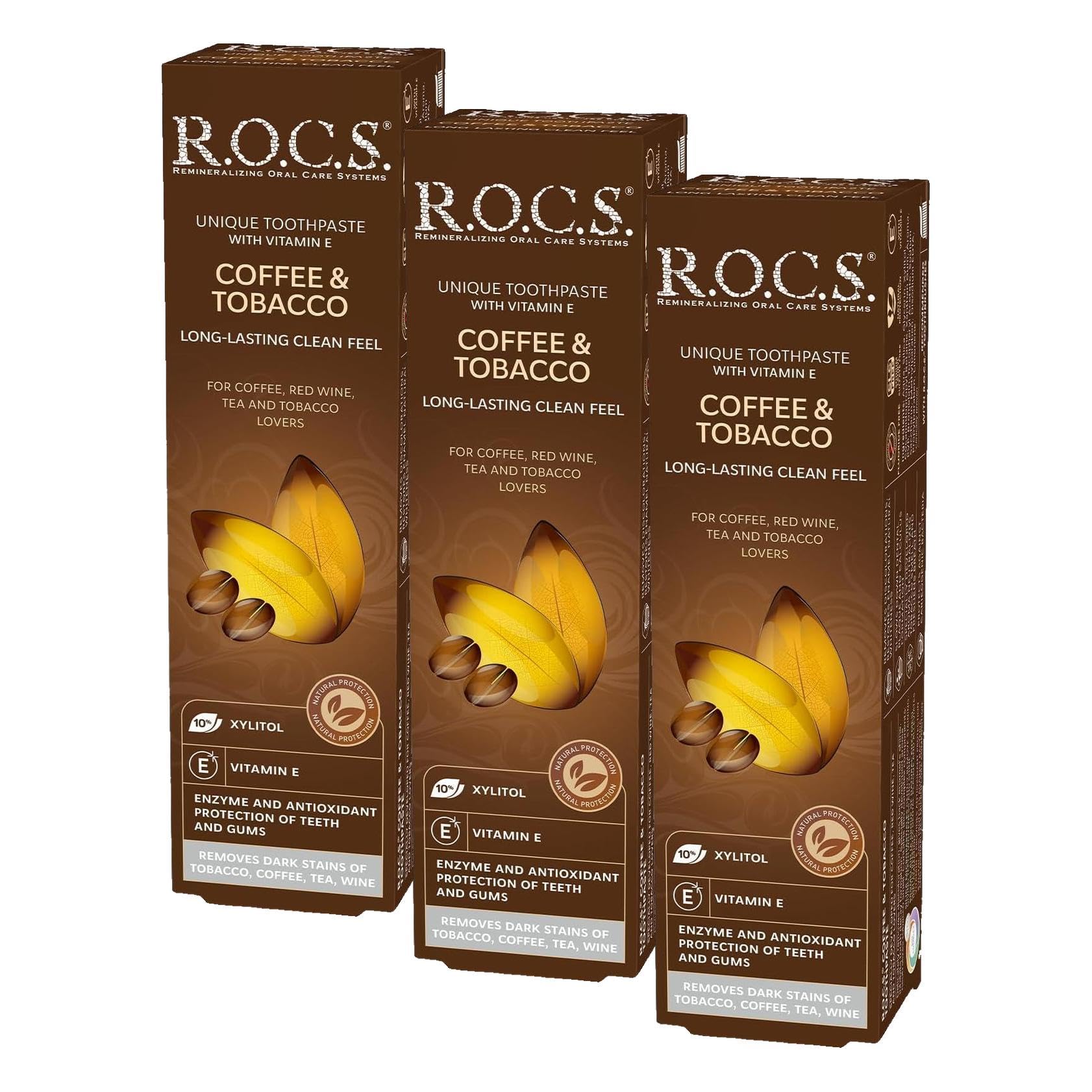R.O.C.S. ROCS LEKELERE KARŞI COFFEE&TOBACCO DİŞ MACUNU - 74g (3 paketi)