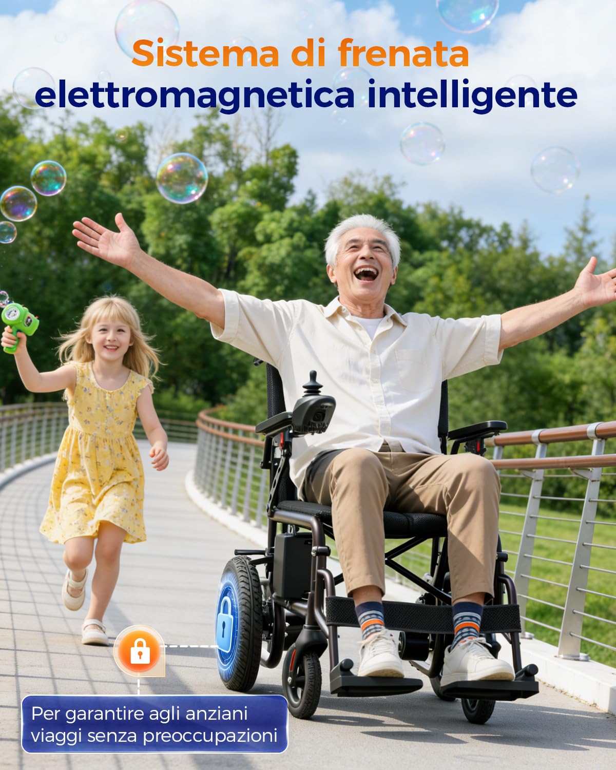 Homyking carrozzina per disabili, sedia a rotelle pieghevole leggera, sedia a rotelle elettrica, monopattini elettrici, scooter elettrico adulti senza patente, Durata di 25 km Motore di 500W