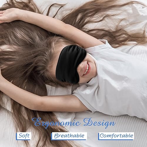 Miniatura 5 de BBTO Máscara de seda para dormir, 4 unidades, máscara de ojos suave con correa ajustable para el hombro, máscara de ojos para sombrear el sueño,