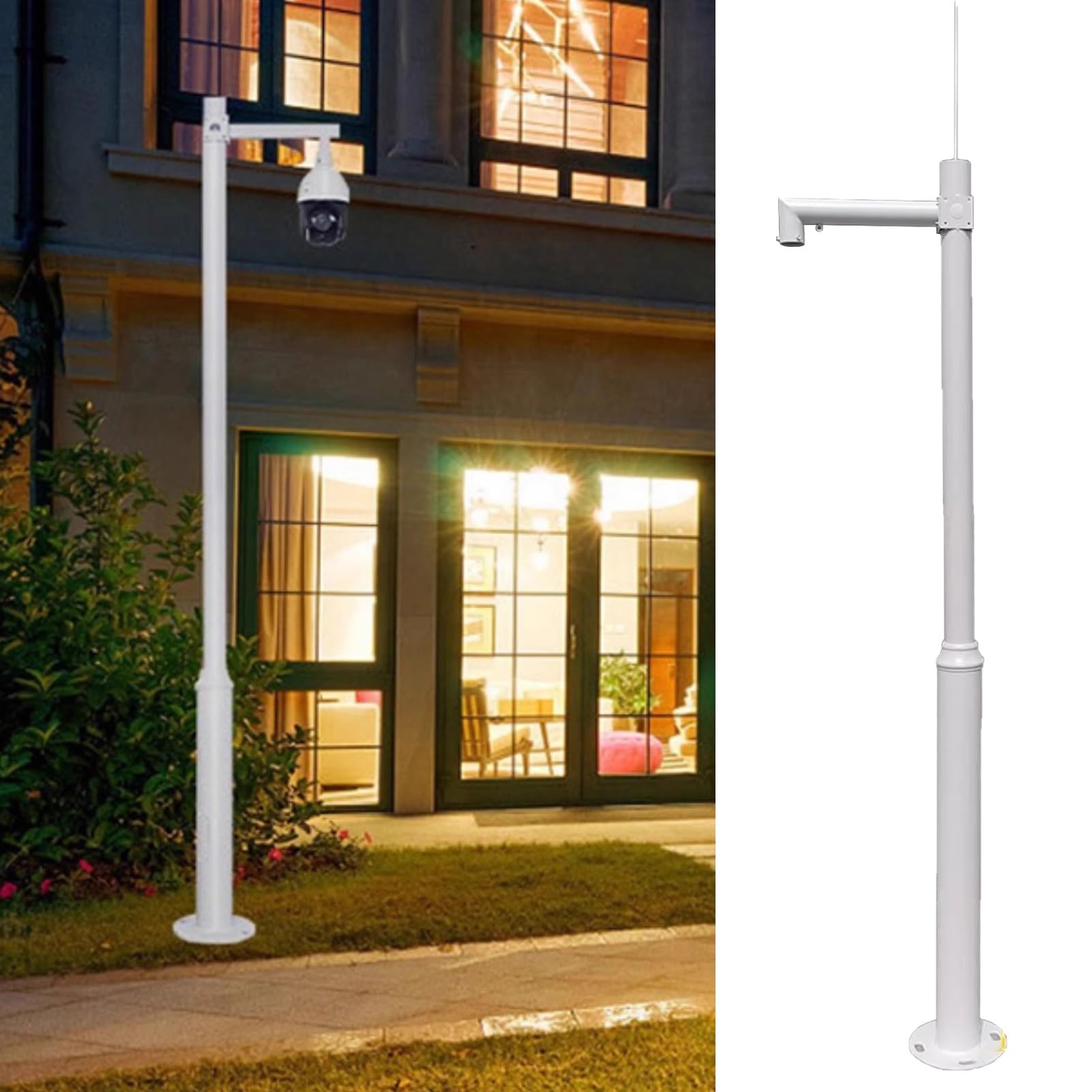Staffa Telecamera Esterna Palo di Montaggio per Sistema di Videosorveglianza CCTV, Con Staffa per Braccio da 30 cm, Staffa di Montaggio per Palo per Telecamera di Sicurezza in Metallo Spesso(2m (6.6ft