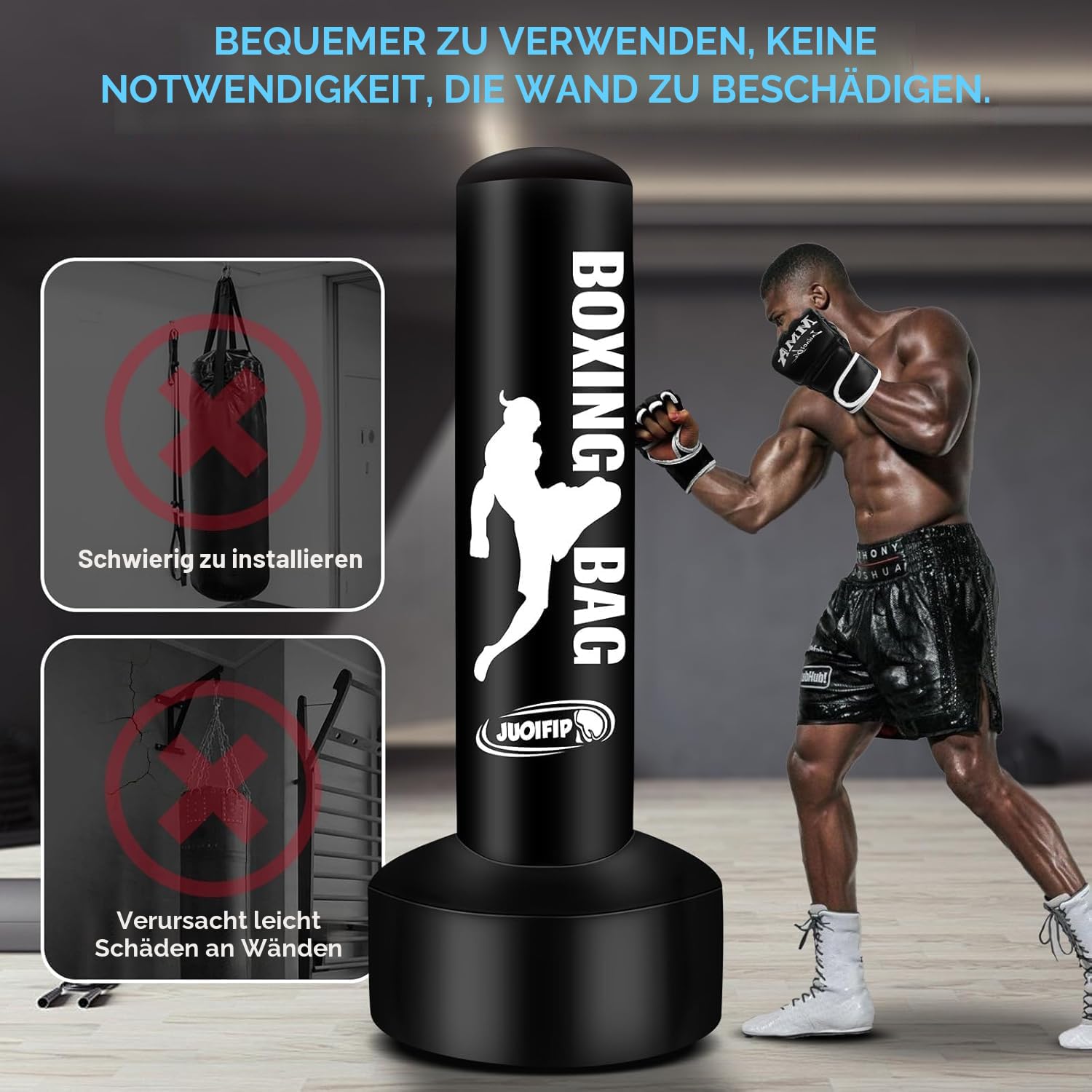 YORWHIN Boxsack Erwachsene 180cm, Aufblasbare Boxsack Stehend Freistehende Kickboxsäcke Ausrüstung für das Training MMA Muay Thai Fitness zu verwenden