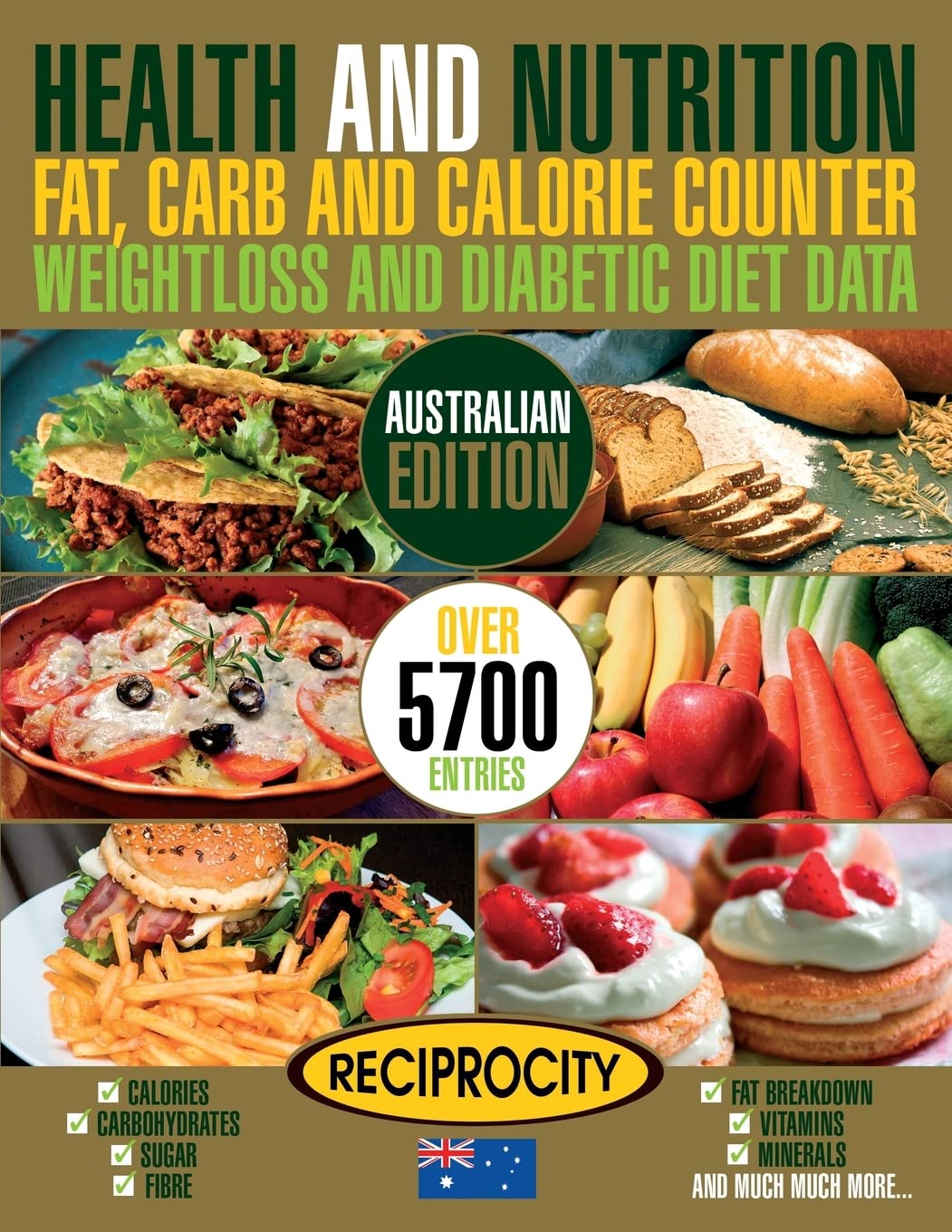 Health & Nutrition Fat, Carb & Calorie Counter, Weightloss & Diabetic Diet Data: Australian government data on Calories, Carbohydrate, Sugar counting, ... living or diabetes management: Volume 1