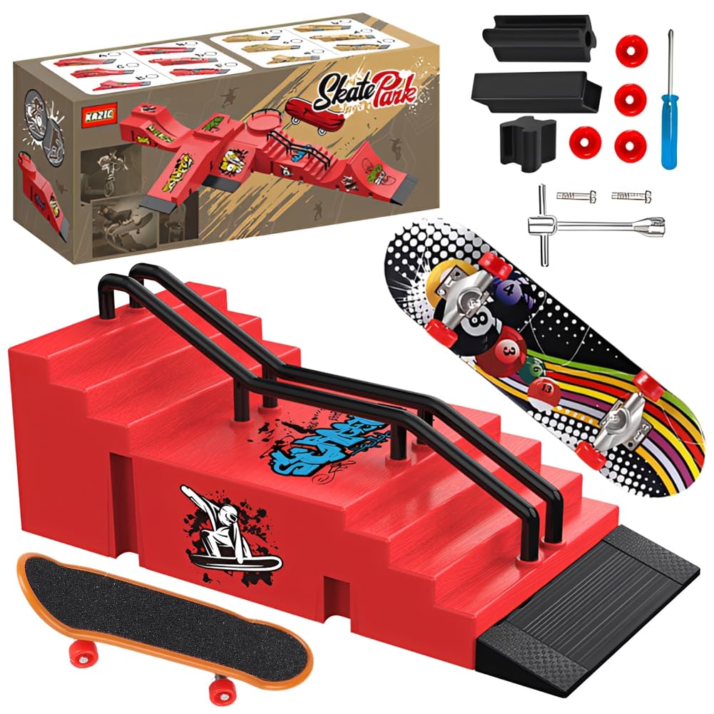 QWEPU Finger Skateboard Ramp Set,Mini Finger Skateboards,(People from 14 years old)