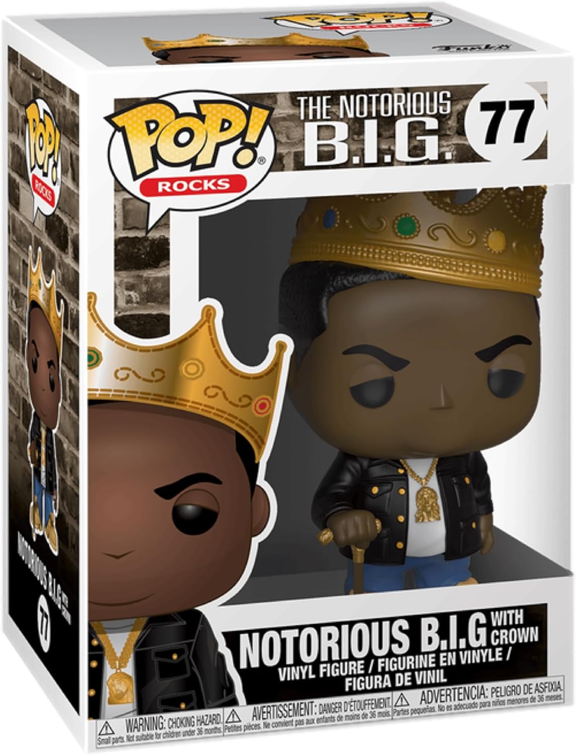 Funko Pop! Rocks: Notorious B.I.G. Bundle (2-Pack) B.I.G. with Crown #77 & in Jersey #78 Collectible Vinyl Figures