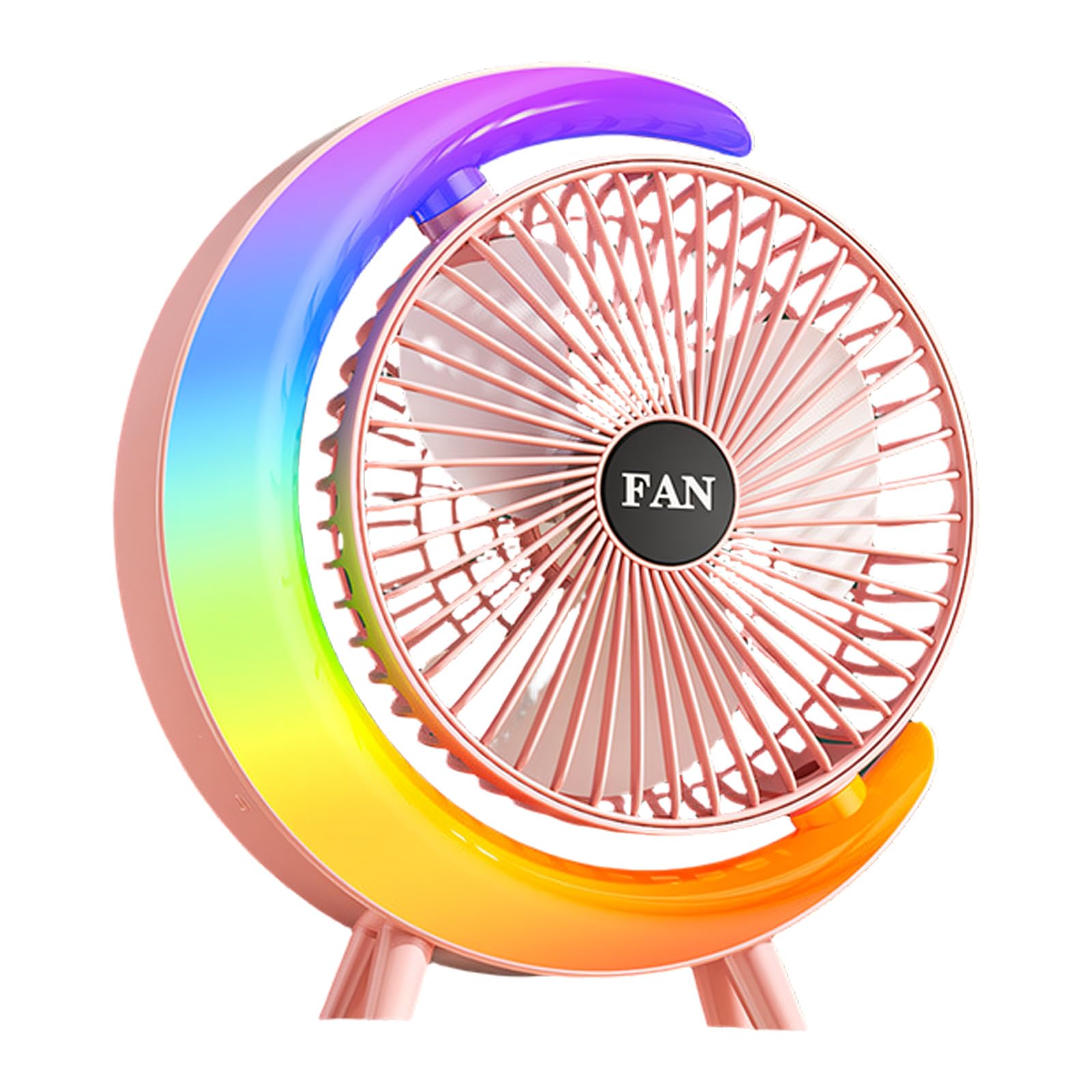 CAZSTYK Powerful Rechargeable Portable Shaking Head Desktop Fan with LED Light Low Noise for Bedroom Dorm Camping Kitchen Household Small Fan
