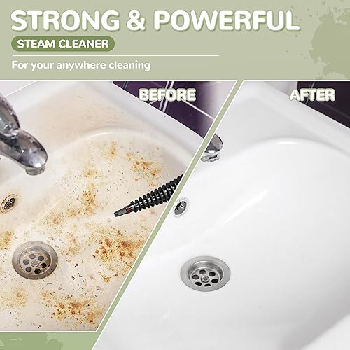 Miniatura 7 de Spurgehom Limpiador a vapor de mano, vaporizador portátil con gran capacidad, juego de accesorios de 11 piezas para piso, automóvil, alfombra,
