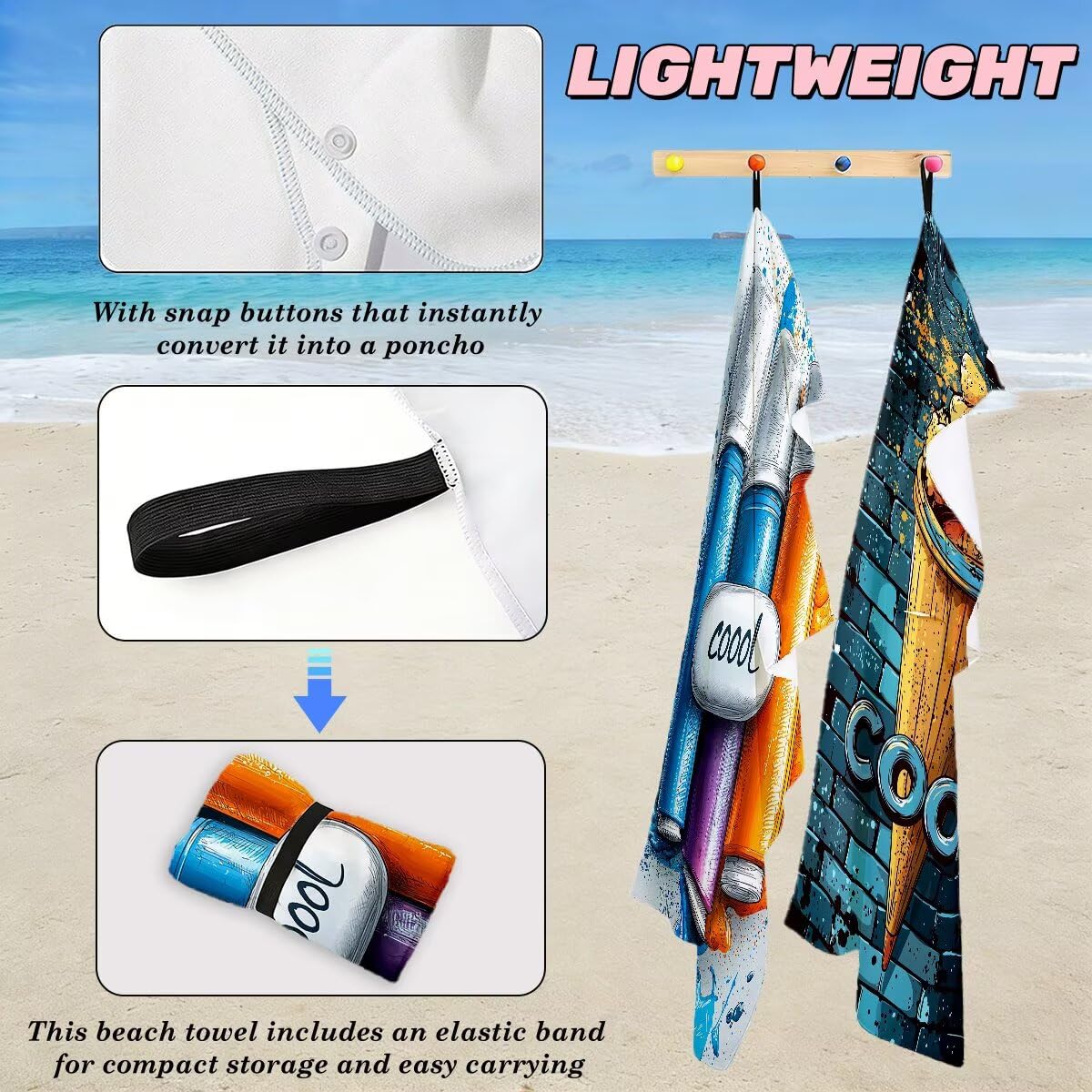 Ręcznik plażowy XXL, 90 x 180 cm, zestaw 2 szt., ręcznik plażowy z mikrofibry, szybkoschnący, do sauny, fitness, bez piasku, ręcznik plażowy, do sauny, duży ręcznik kąpielowy, prezent dla kobiet -4719