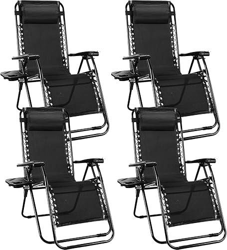 Miniatura 9 de Sillas Sweetcrispy de gravedad cero, juego de 2 sillas reclinables portátiles para playa, camping, patio, exterior, plegables, con portavasos y Azul