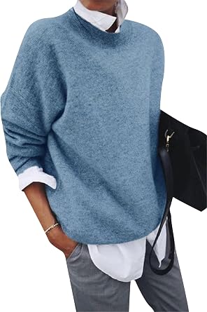 Ladies 2 in 1 Casual Warm Long Sleeve Winter Sweaters Contrast Lapel Collar Solid Pullover Tops