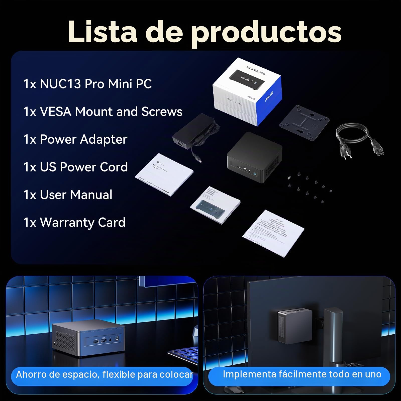 Intel NUC 13 Pro NUC13ANHi5 Arena Canyon, 16GB RAM 512GB SSD, Intel Core i5-1340P, Win 11 Pro Mini computadora de Escritorio, 8K/4K UHD, Gigabit Ethernet/WiFi-6/VESA para