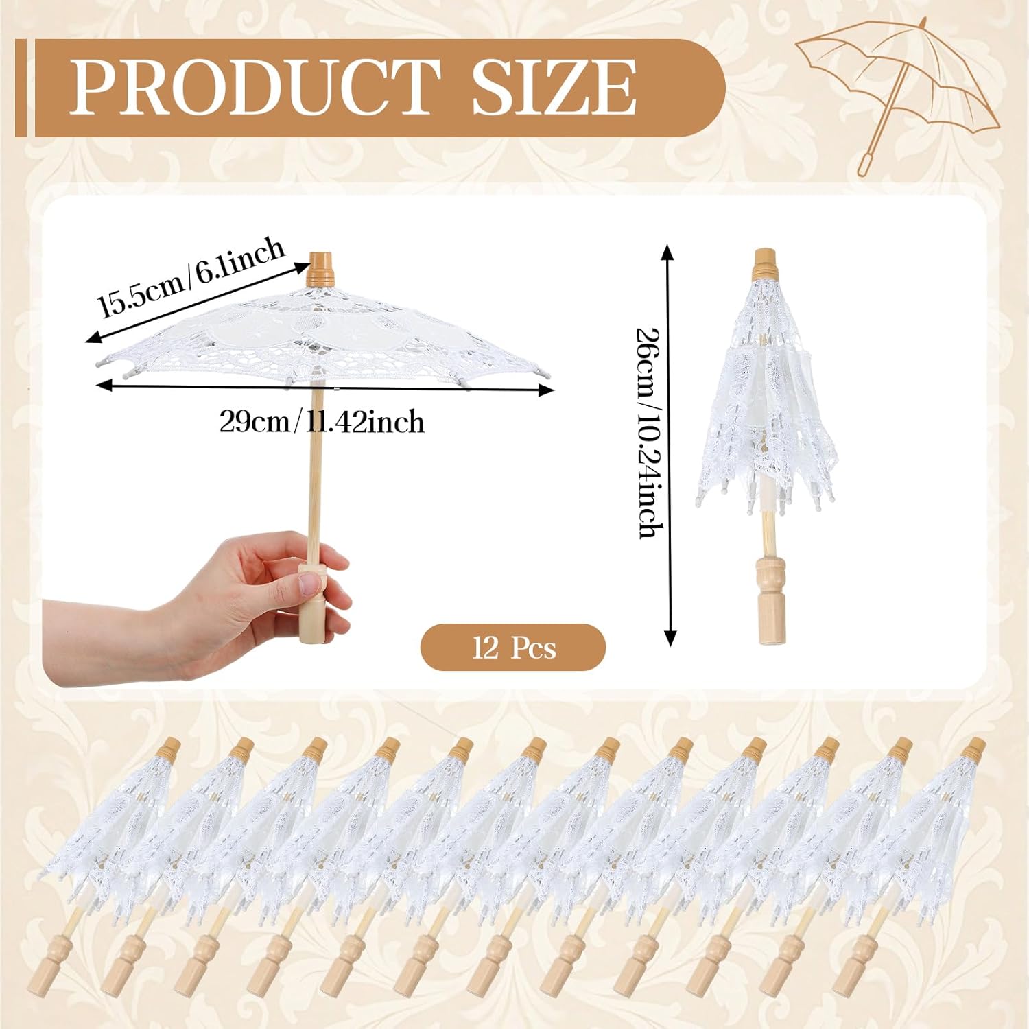 Mini Lace Parasol Umbrella Wedding Table Centerpieces Decorations Decorative Umbrella for Bridal Tea Party Favor