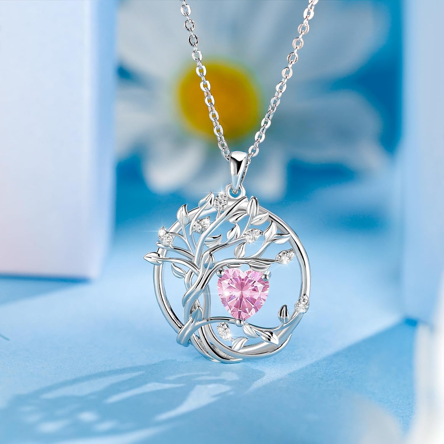 S925 Necklace for Women, Tree Of Life Jewelry, Sterling Silver Birthstone Necklace for Women, Gifts For Wife, Mom, Daughter, Anniversary Birthday Wedding Valentines Day - Image 2