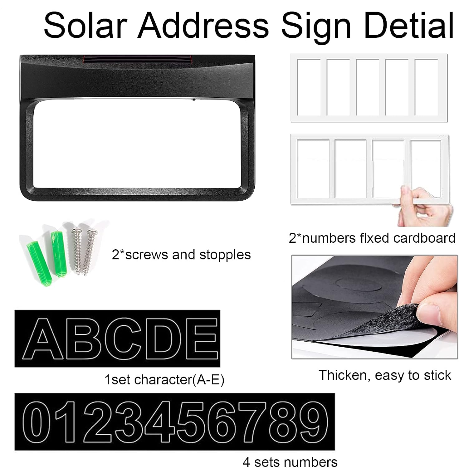 DEEPLITE Solar Address Sign House Number Sign Lighted Address Plaque for House, Solar Door Address Numbers Signs Outdoor Waterproof Lighted Up for Outside Home Garden Yard Street.
