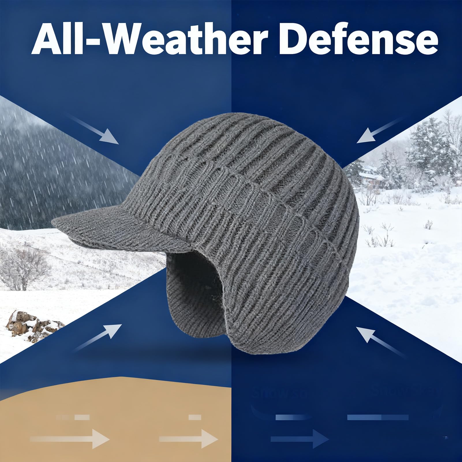 Gorro con guantes deportivos, gorro de invierno con ala y orejeras