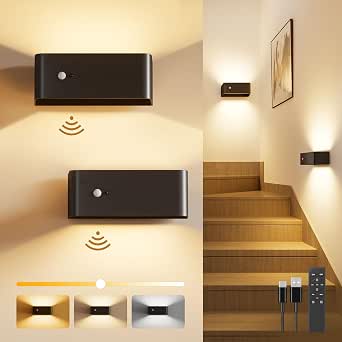 Motion Sensor Wall Sconce Indoor with Remote Control Wall Light LED ...