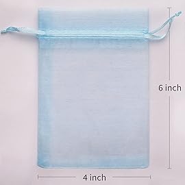 Akstore 100PCS 4x6(10x15cm) Drawstring Organza Jewelry Favor Pouches Wedding Party Festival Gift Bags Candy Bags (Pale Blue)