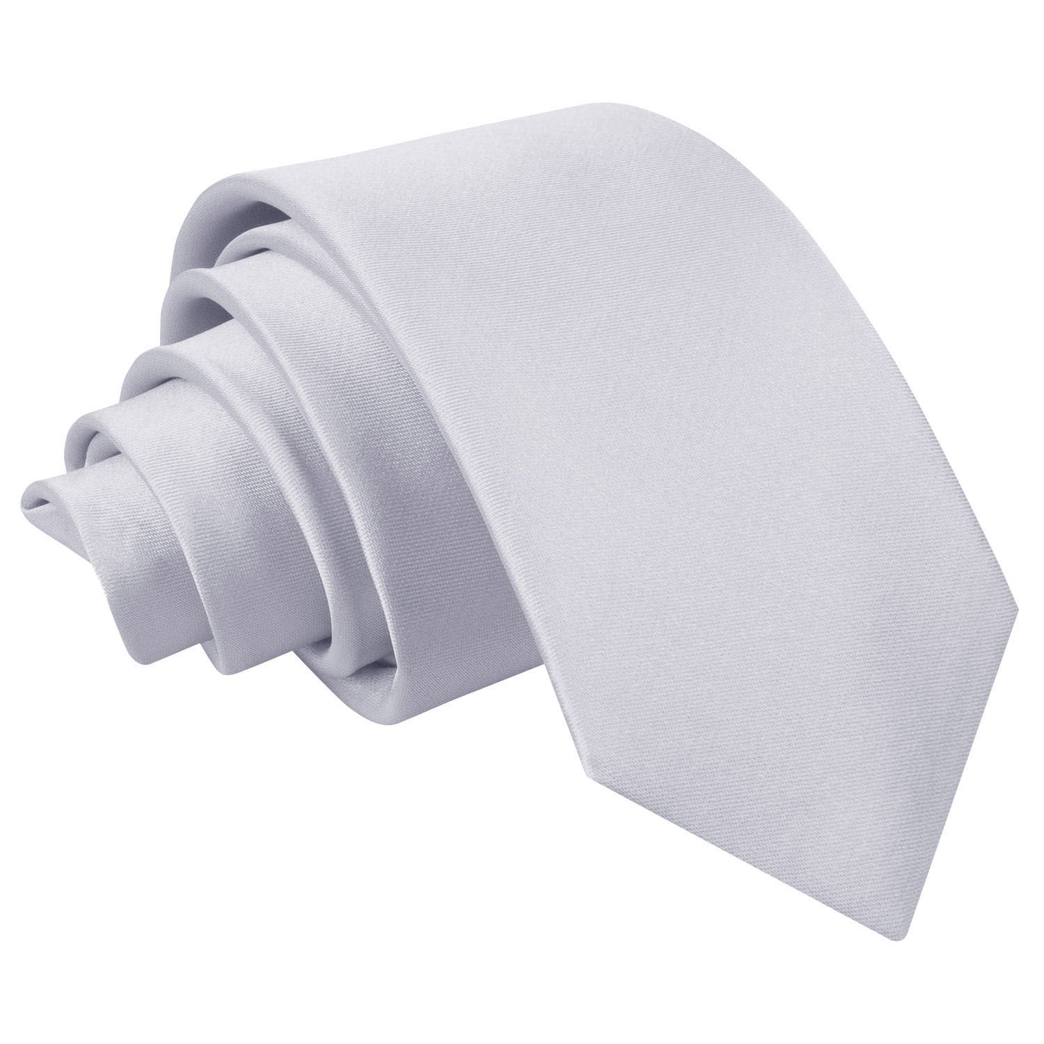 DQT Boys Plain Satin Tie Necktie 7-12 Years - Wedding Pageboy Formal - Silver
