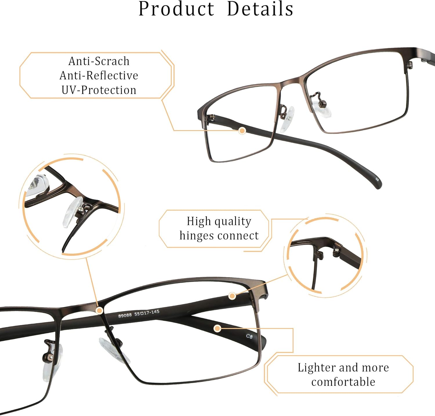 One-Day Sale: Up to 70% Off LifeArt Blue Light Blocking Glasses, Anti Eyestrain, Computer Reading Glasses, Gaming Glasses, TV Glasses for Women Men, Anti UV, Anti Glare (Brown, 1.00 Magnification)