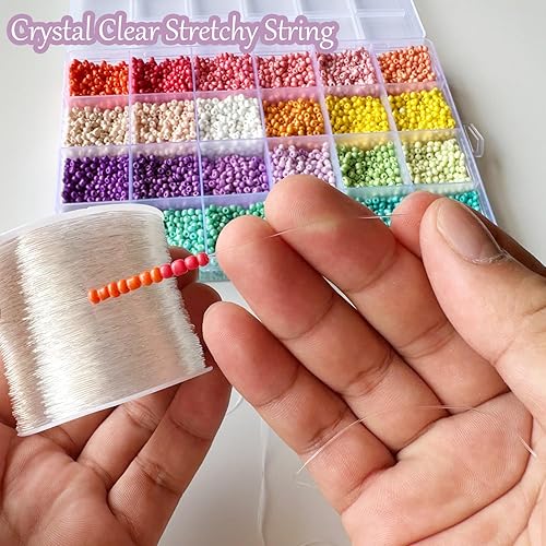 Miniatura 10 de Cuerda elástica de 0.020 in, cuerda elástica transparente para hacer pulseras, 131 yardas de hilo elástico transparente para cuentas de arcilla y