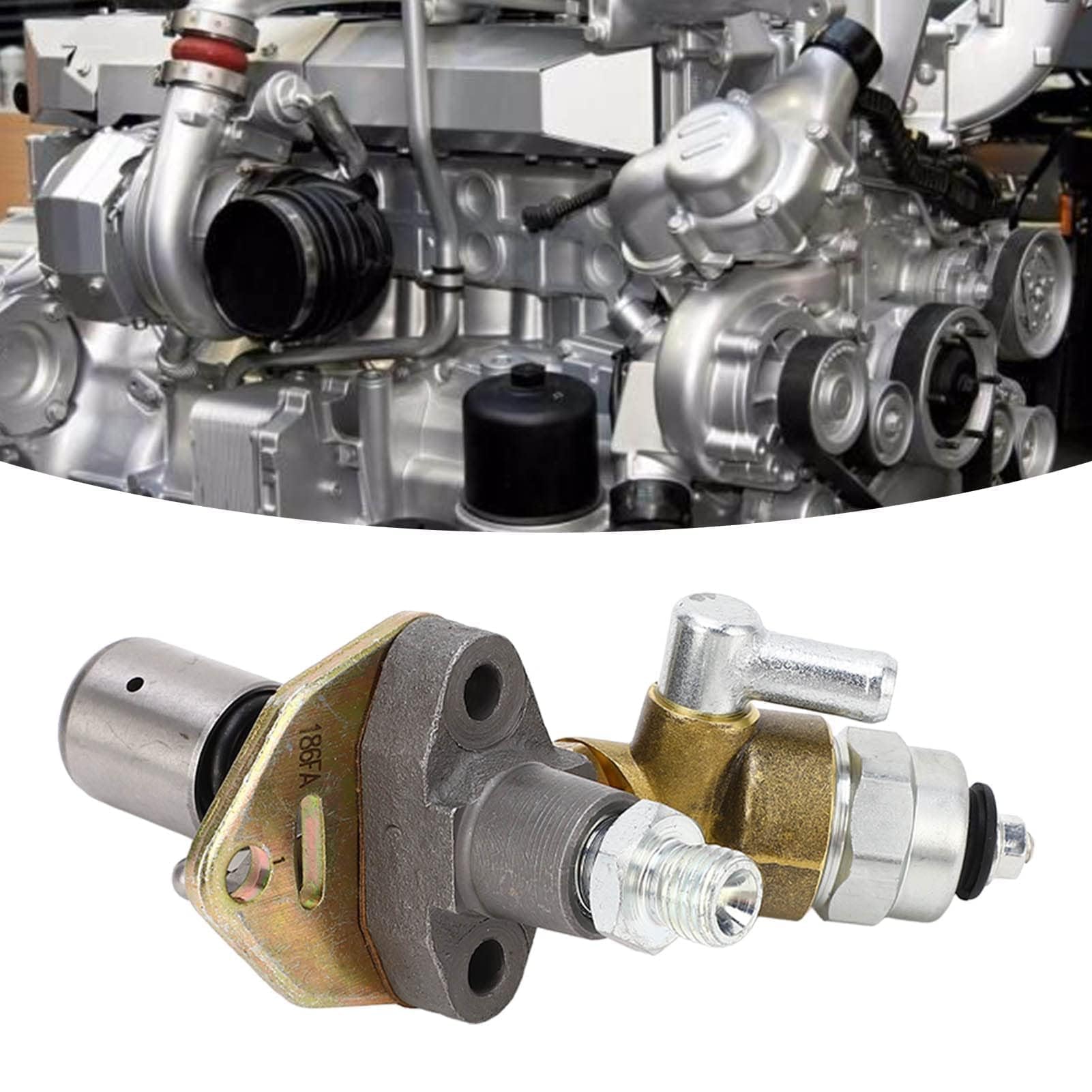 Bomba De Inyección Combustible, 12V 186FA L100N Generador Diésel Refrigerado Un Solo Cilindro Inyector Combustible Bomba, Metal Transferencia Gas Eléctrica Bomba Combustible Con Válvula Solenoide