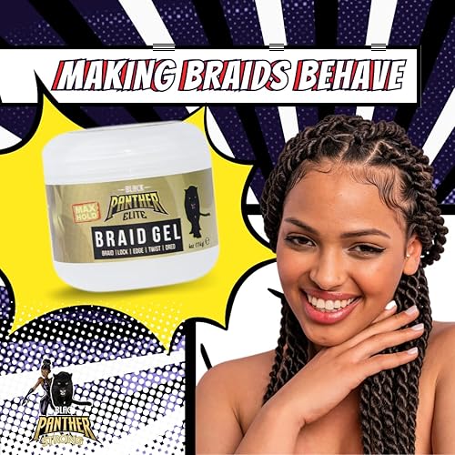 Miniatura 2 de Black Panther Elite - Pomada de control de bordes y trenzas para trenzas, rizos y bordes. Gel para el cabello, fijación fuerte, todo tipo de