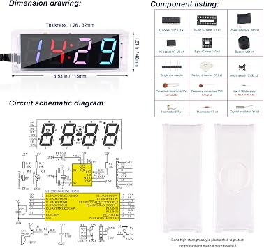 Electronic DIY Soldering Practice Learning Project Kit,Interesting Self Soldering Assembled Electronic Clock (Clock-3IN1)