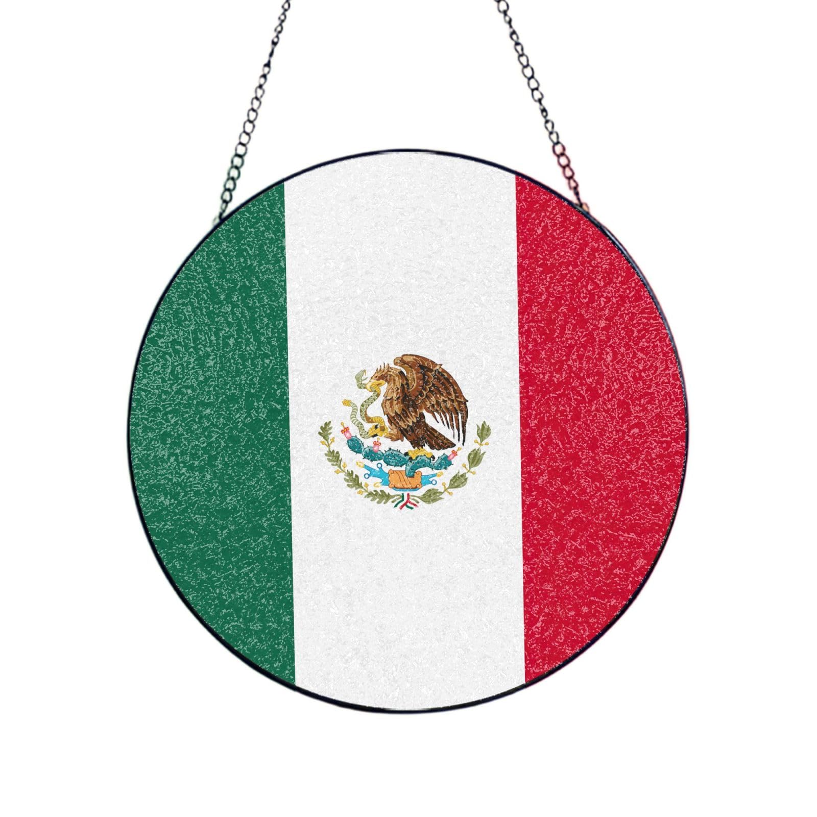 Flag Of Mexico Print Glass Sun Catcher For Windows Hanging Garden Ornament Womens Gift
