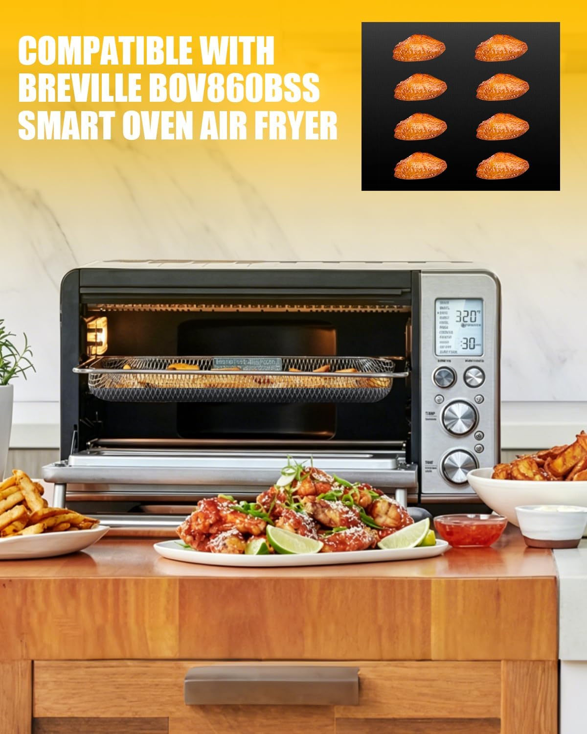 4PCs Teflon Oven Liners Compatible with Breville BOV860BSS Smart Oven