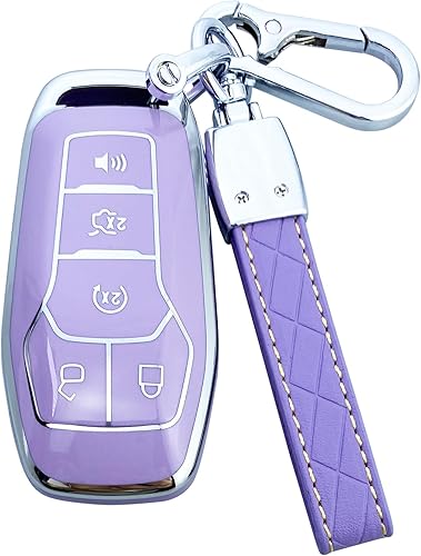 Miniatura 8 de ShuDay Funda para llavero compatible con Ford F150 F250 F350 Fusion Edge Explorer Mustang Lincoln MKZ MKC accesorios, material TPU suave protección