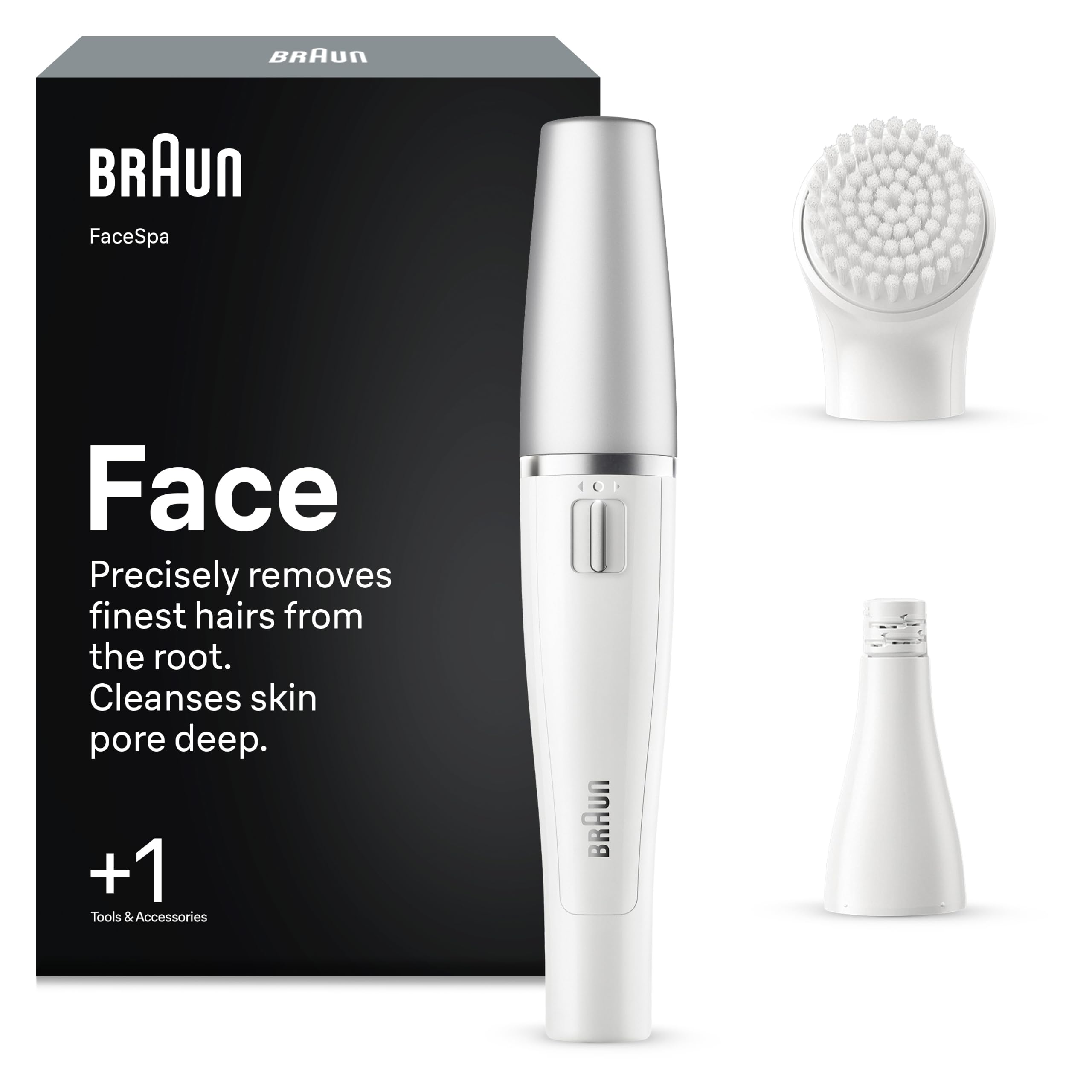 Braun FaceSpa Epilatore Viso Donna con Spazzola di Pulizia, 810V Bianco | Depilatore Elettrico con Spazzola di Pulizia per Epilare e Pulire il Viso, con 1 Accessorio