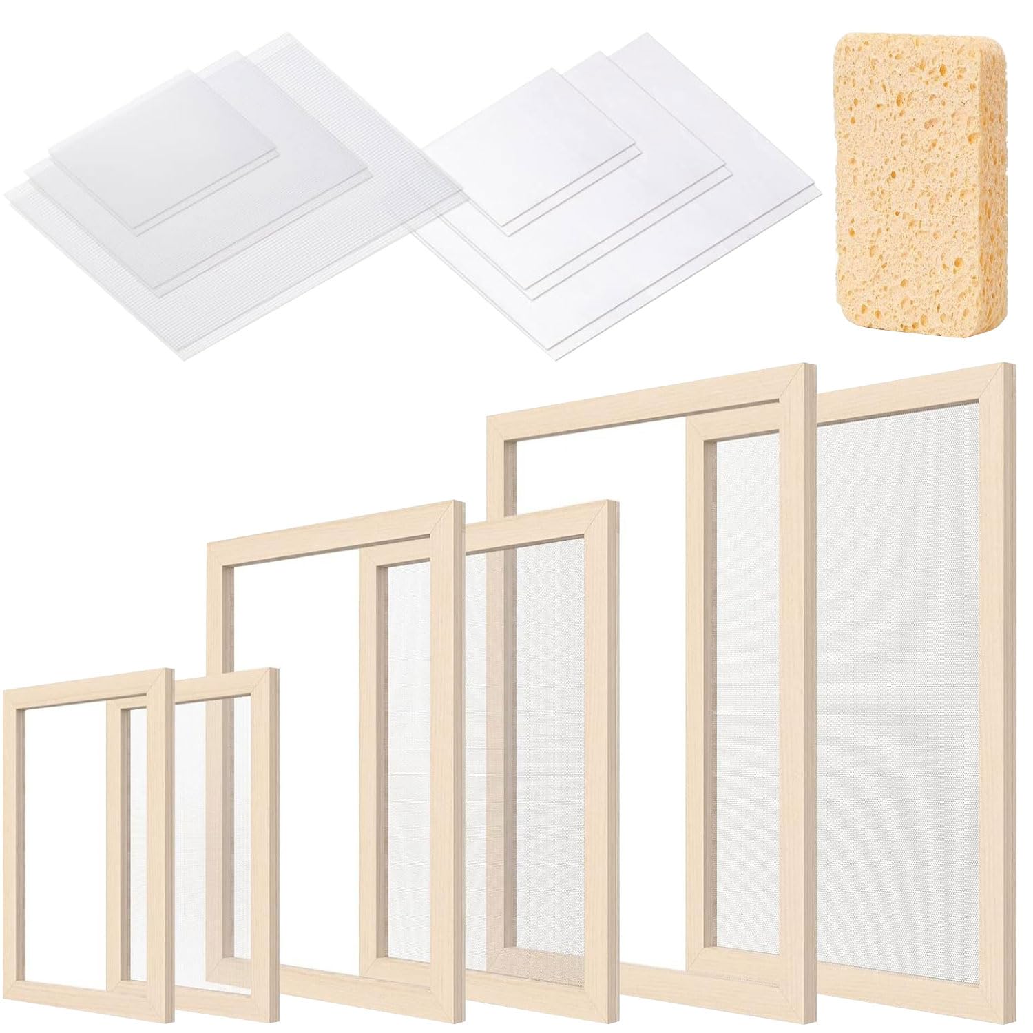 Cadre en bois fabrication de papier artisanale avec éponge pour marque-pages fait main