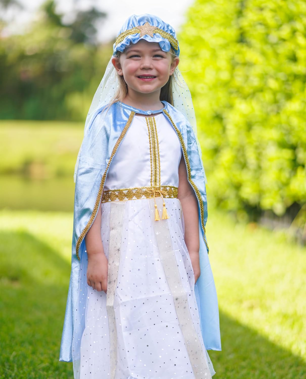 ReliBeauty Kids Virgin Mary Costume for Girls with Cape and Headpiece - Image 3