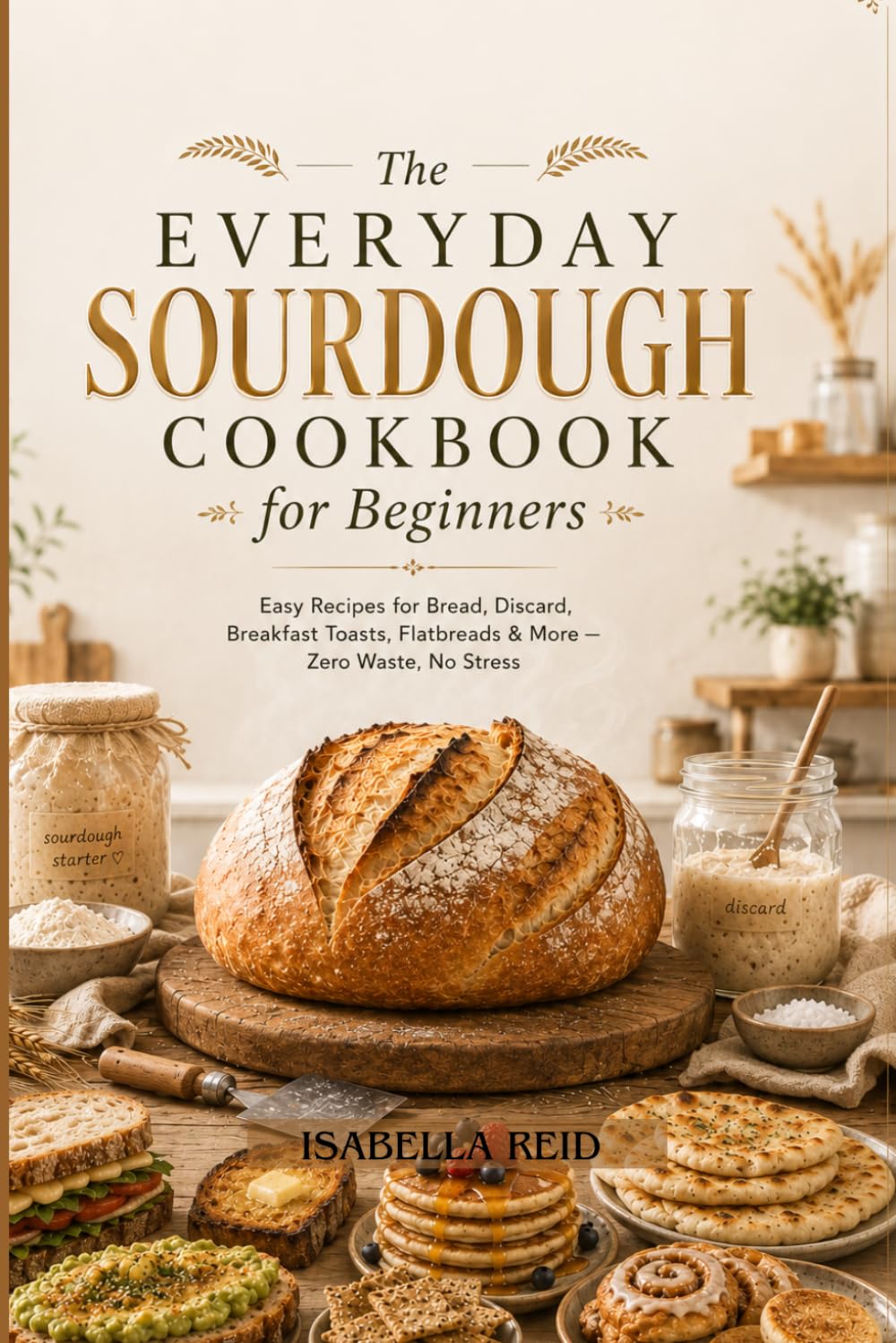 The Everyday Sourdough Cookbook for Beginners: Easy Recipes for Bread, Discard, Breakfast Toasts, Flatbreads & More — Zero Waste, No Stress