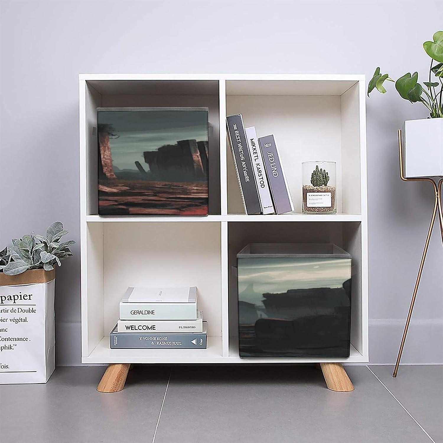 Ruins Fabric Bins Storage Basket Square Baskets | Storage Bin with Double Handles,Cube Collapsible Organizers for Organization,Closet,Shelves,Offices