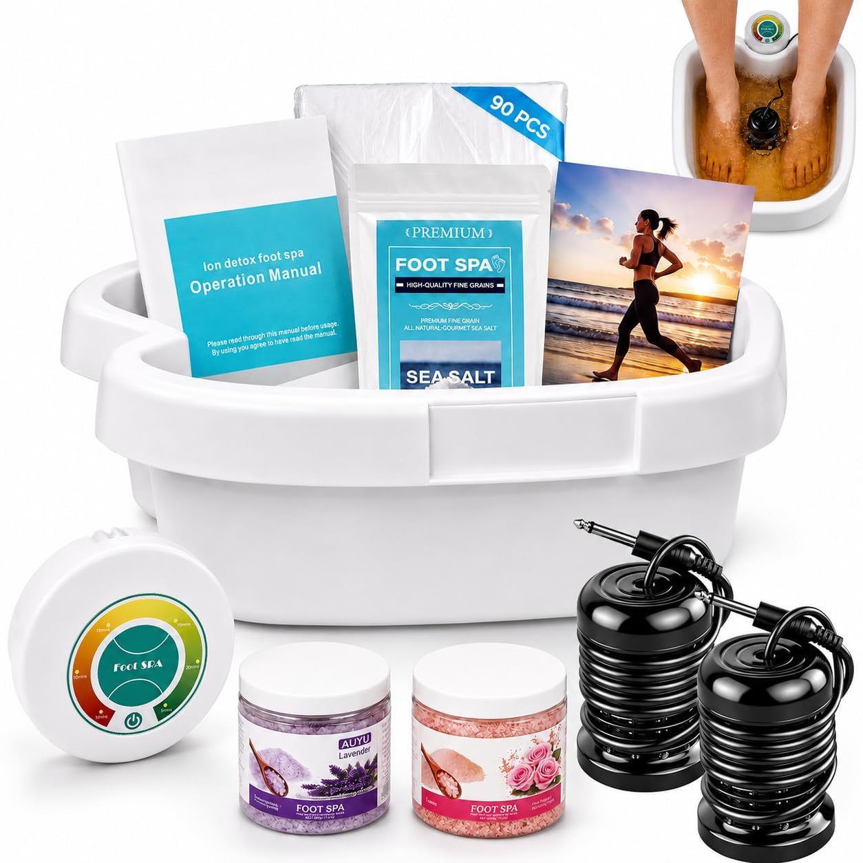 Máquina de desintoxicación iónica para baño de pies con lavabo, controlador