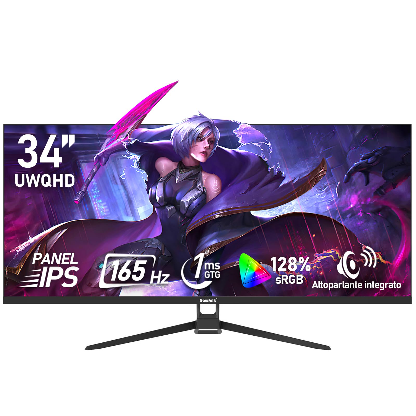 monitor computer 34 pollici ips ultra-wide 165hz uwqhd black