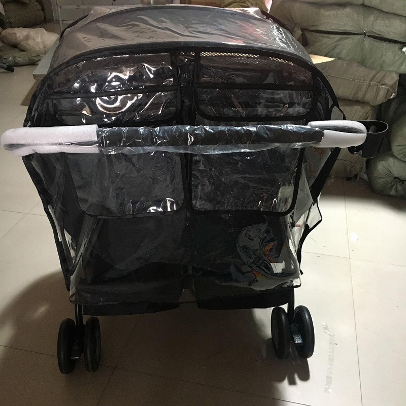 Copertura antipioggia per passeggini gemellari ad attacco rapido che fornisce ventilazione per resistenza all'aria e agli agenti atmosferici per attività all'aperto Parapioggia per passeggini