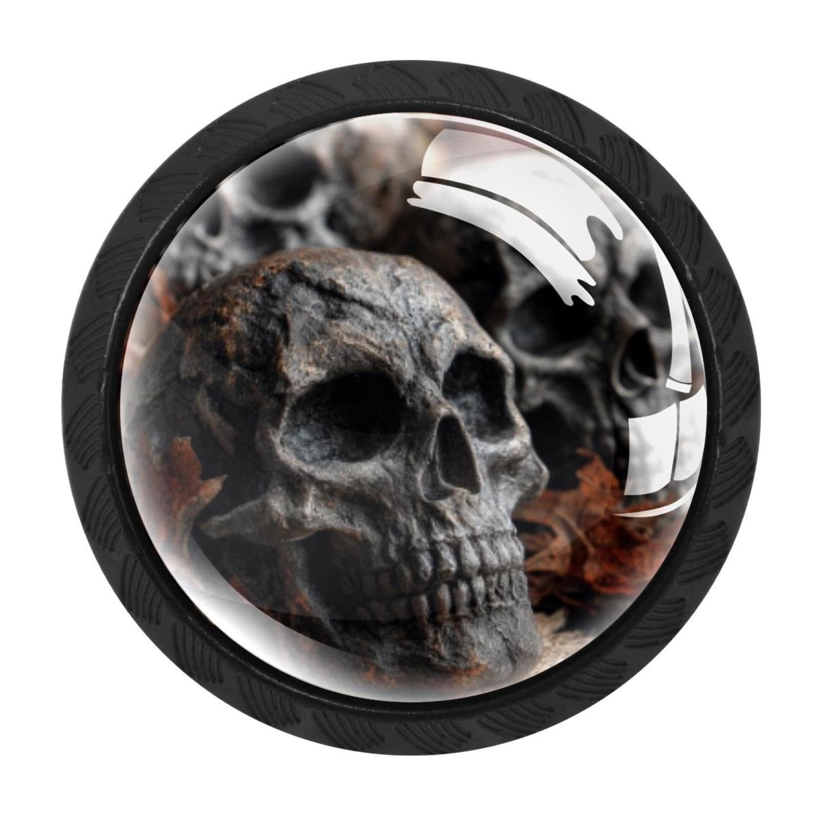 CHENZZZZ Halloween Scarry Skulls (1) Drawer Knobs Pull Handle Crystal Glass Circle Shape Cabinet Drawer Pulls Cupboard Knobs with Screws for Kitchen Cupboard Dresser Wardrobe etc