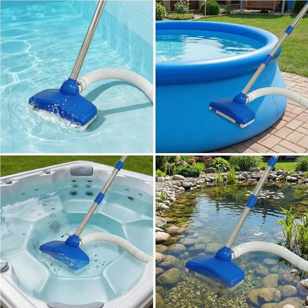 Nettoyeur de Sol de Piscine avec Tuyau Rétractable 350 cm, Aspirateur Piscine Gonflable, Aspirateur de Sol avec Tige Télescopique de 230 cm
